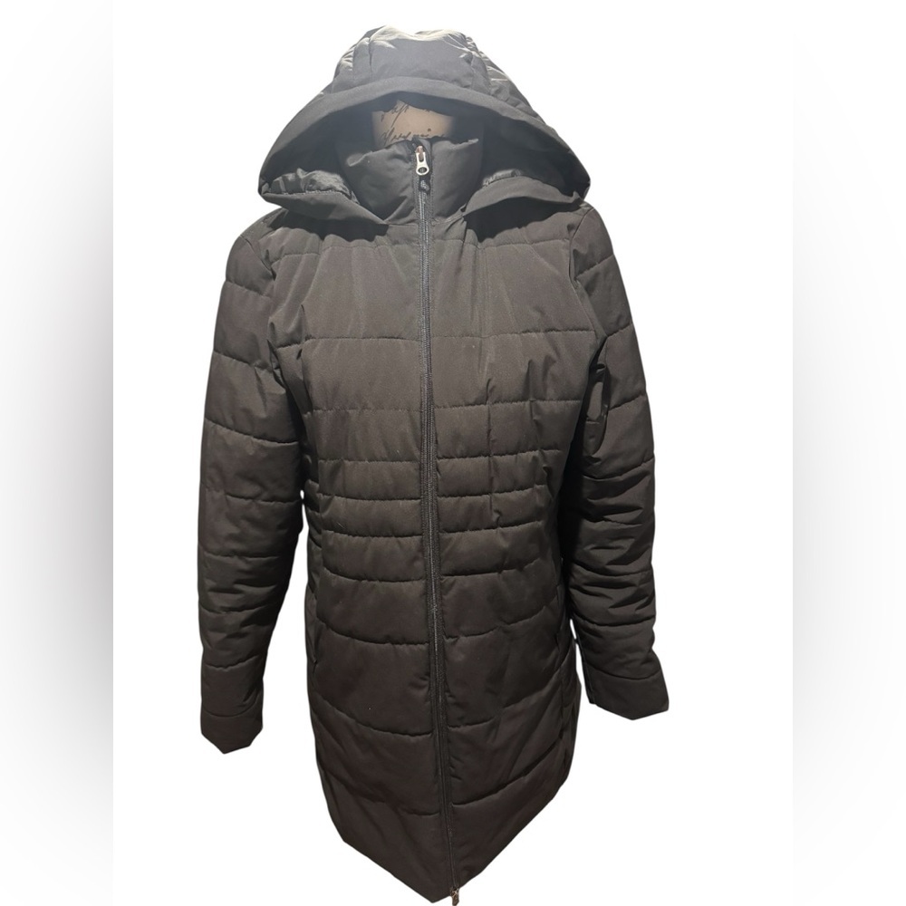 Swiss Tech Midweight Long Puffer Jacket Hooded Black Size Women’s Small Winter